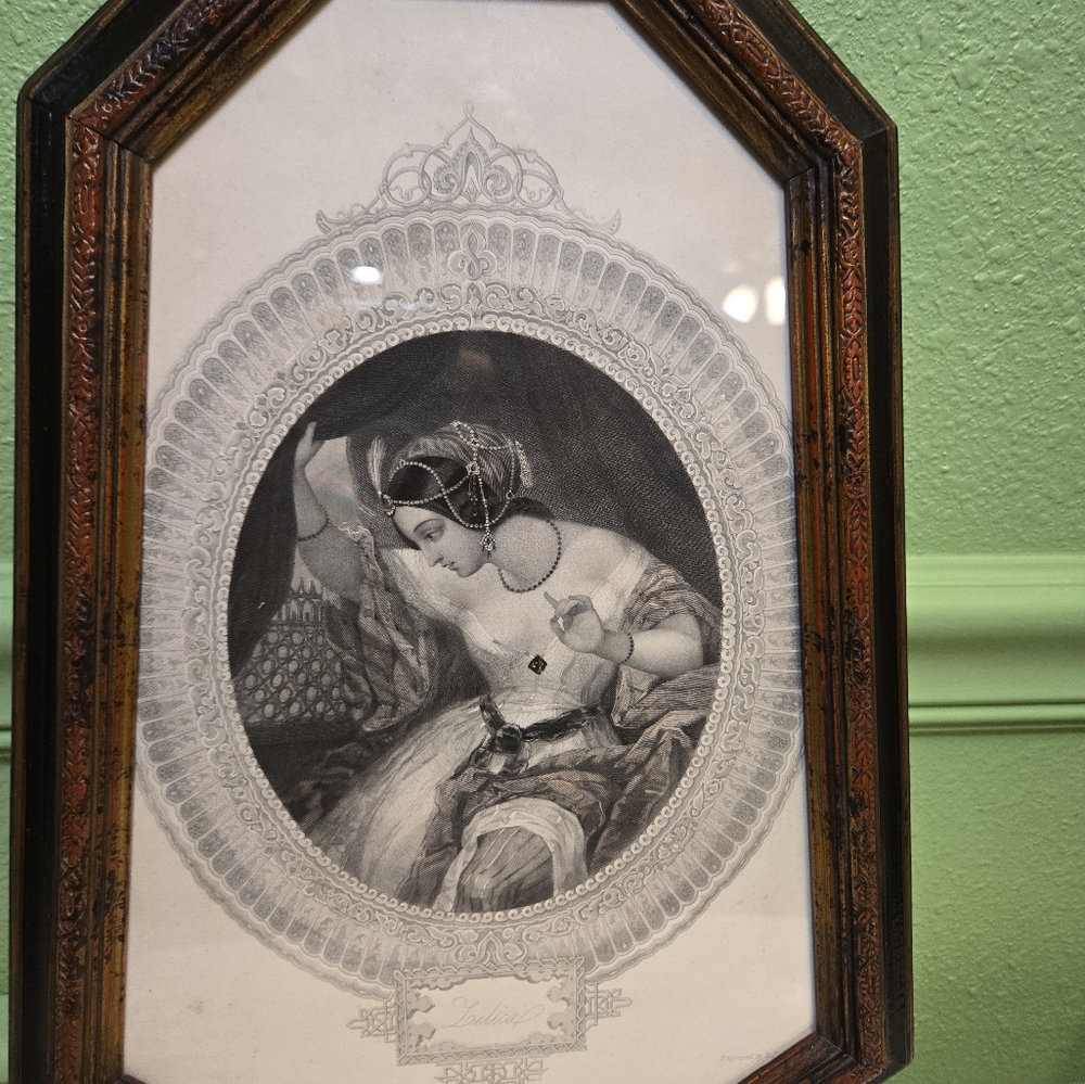 Antique RARE original oil engraving Findens Beauties Of Moore